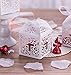 KAZIPA 50PCS Baptism Favor Boxes, 2.2''x2.2''x2.2''Laser Cut Favor Boxes with 50 Ribbons for Baby Shower Favors Baptism Decorations First Communion Party (White)