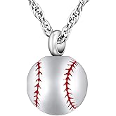 abooxiu Baseball Urn Necklace for Ash Stainless Steel Cremation Jewelry Memorial Pendant Keepsake Human Ashes Holder Women Men