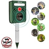 ZOVENCHI Solar Ultrasonic Animal Repeller, Waterproof Solar Animal Repeller Rodent and Pest Repeller Cats, Dogs, Mice, Squirrel Repellent, Motion Activated with Flashing LED Light
