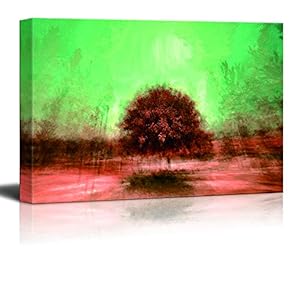 Canvas Wall Art - Abstract Green Forest - Modern Home Art Stretched and Framed Ready to Hang - 12x18 inches