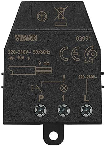 Vimar 03991 Quid Magnetic Relay Module for Sequential Impulse ON/OFF, 1 Input for NO Button 1 Relay Output NO 10A 220-240V ~ 50/60Hz