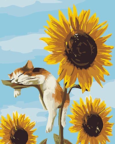CX-071/Sleeping Cat Animals Cartoon Wall Artwork DIY Digital Oil Paintings By Numbers For Boys Bedroom Decorations Child Gifts 40x50cm (No Frame)