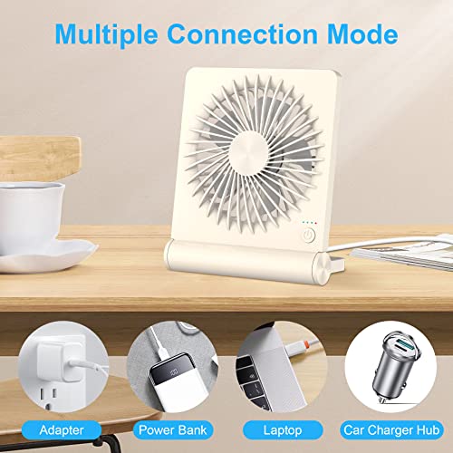 JOSTRY Mini Desk Fan with Strong Airflow,Portable Personal Fan Rechargeable,3 Speed Adjustable Desktop Fan Ultra Quiet USB Fan for Office Bedroom Table Desktop Outdoor
