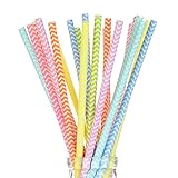 175 Count Chevron Paper Straws 7 3/4'' Assorted Rainbow Colors of Special Curation, Best Suited for Parties, Events and Crafts (Chevron)