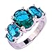 Psiroy 925 Sterling Silver Plated Created Green Topaz Filled 5 Stone Engagement Ring Band Size 7