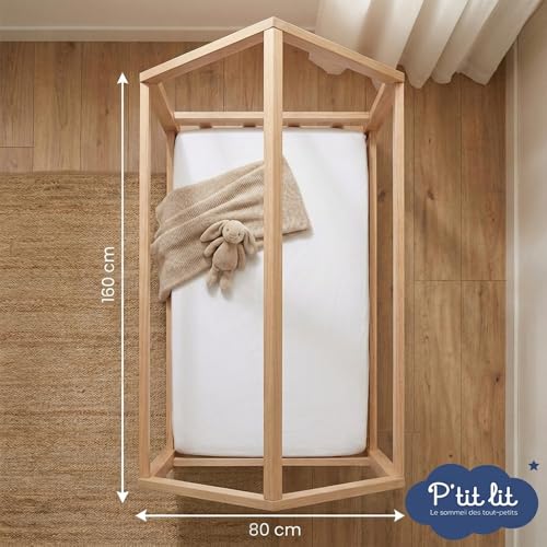 P'TIT Lit - Mattress Protector 80 x 160 cm - Waterproof Baby Mattress Cover - for Cottage Bed Mattress - Washable at 90 °C - Breathable and Quiet - No Chemical Treatment