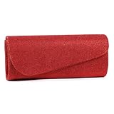 Damara Womens Oblique Flap Glitter Clutch Handbags