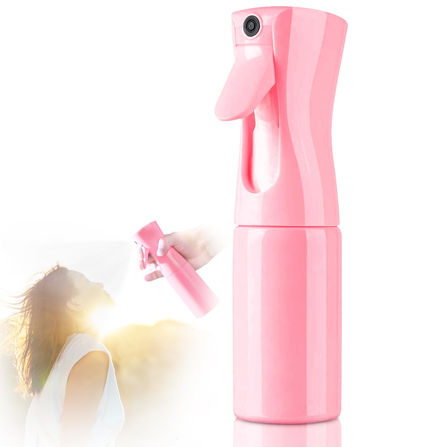 Empty Spray bottles, Spray Water Bottle Fine Mist Refillable, Continuous Spray Bottle for Hair, Skin Care, Showering Pets, Plants, travel, Cleaning and Ironing 6.8 Ounce (Pink)