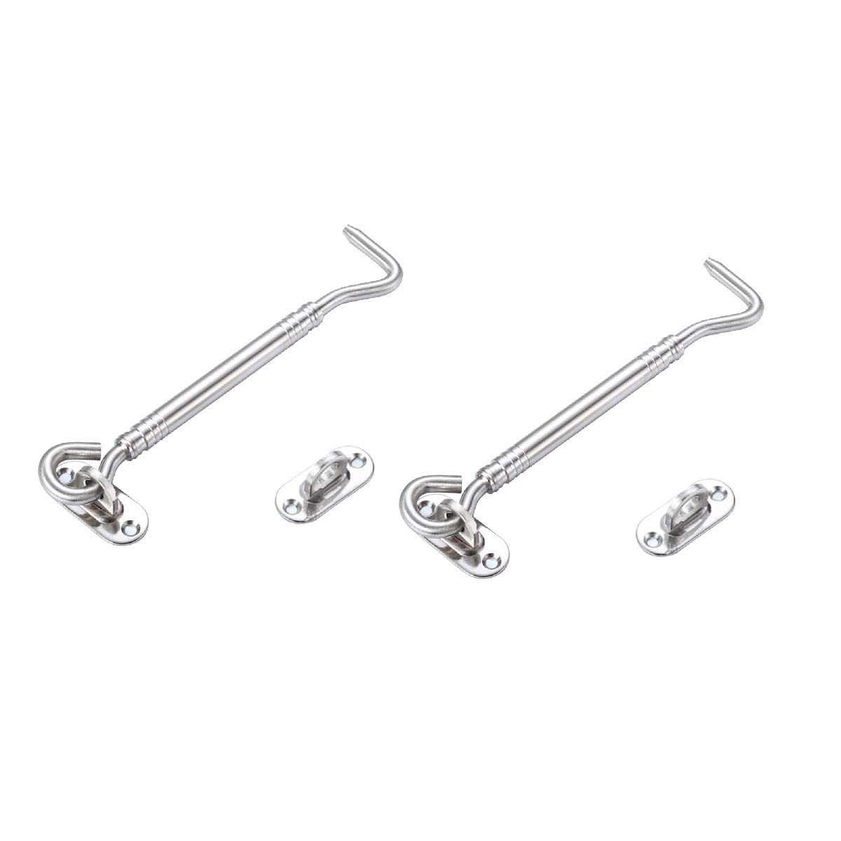 Thickened Stainless Steel 6 Inch Cabin Hooks Eye Latches, Suitable for Cabinets Doors Toilets Garages Gates Boxes, Door Locks, Kennels Fences Window Locks, 2 Pcs