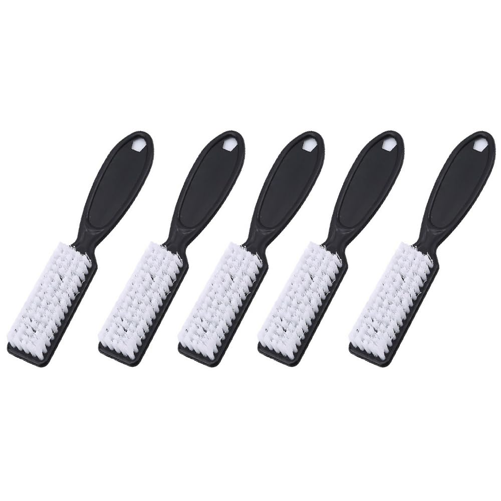 5 Pcs Nail Art Dust Clean Brush, Plastic Long Handle Fingernail Cleaning Scrubbing Brushes, Nail Cleaning Brushes for Home & Salon Use (Black)