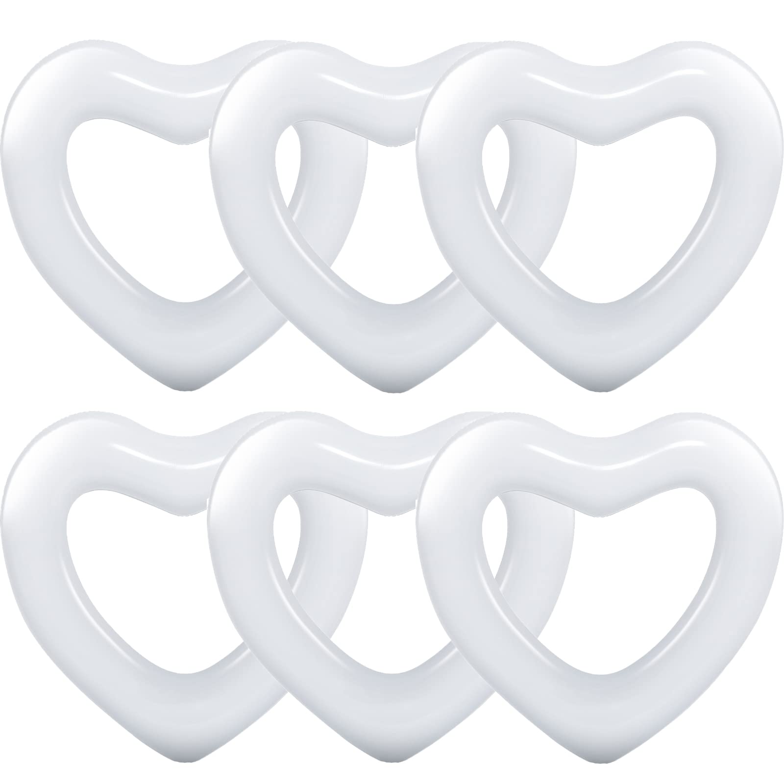 Photo 1 of Deekin 47.3 x 39.4 Inch White Heart Pool Floats Adult Size Inflatable Pool Floatie for Bachelorette Party Swim Tube Rings for Wedding Bride Decoration Beach Swimming Floaty Fun Toy Raft Lounge, 6 Pcs