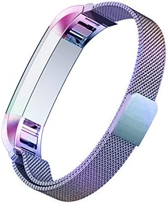 Fitbit Alta &amp; Alta HR Bands, Tecson Stainless Steel Milanese Loop Replacement Bracelet Strap with Unique Magnet Lock for Fitbit Alta HR &amp; Fitbit Alta, Rose Pink, Colorful, Silver (Colorful)