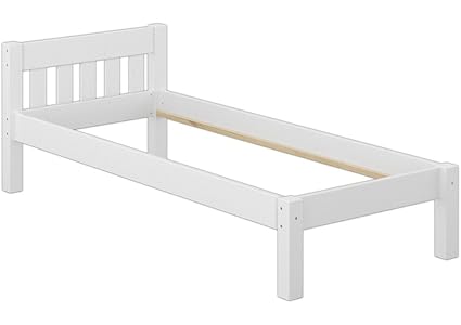 Erst-Holz® Jugendbett Kiefer weiß 90x200 Massivholzbett Futonbett Einzelbett ohne Zubehör 60.38-09 W oR