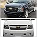 Compatible with Chevy Tahoe/Avalanche/Suburban ABS Plastic Glossy 2-Piece Diamond Mesh Front Bumper Grille (Black)