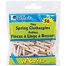 Loew-Cornell Woodsies Tiny Spring Clothespins, 1-Inch, Natural, 50-Pack