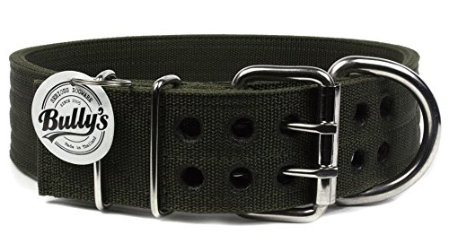 Pitbull Collar, Dog Collar for Large Dogs, Heavy Duty Nylon, Stainless Steel Hardware (XXXL-2 Inches Wide, Army Green) - Thumbnail 2