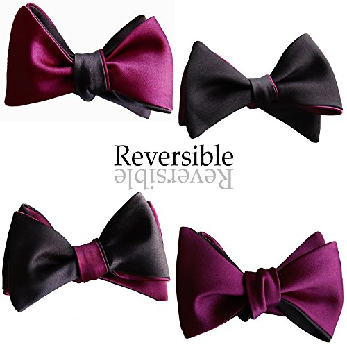 Knot Theory Butterfly Bow Tie Classic Black & Purple Reversible 4-Way Tailor Hand Made Impeccable Top Quality James Bond Collection