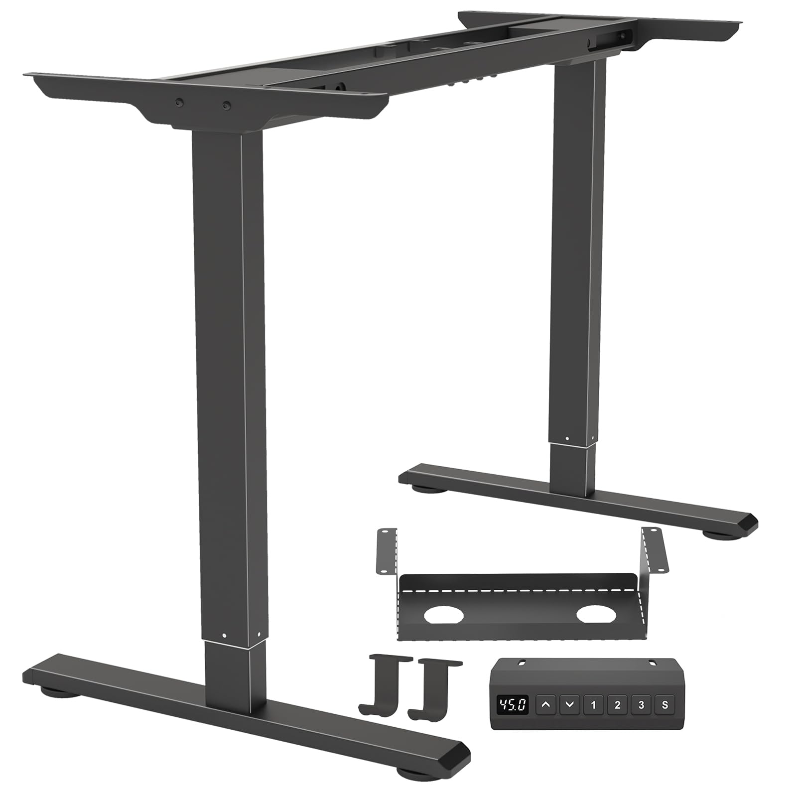 Photo 1 of major damage --------------missing pieces----------------------Dual Motor Standing Desk Frame, Electric Adjustable Legs, Workstation Desk Base, Sit stand desk frame, 3 Memory Height Settings, with Cable Management Tray, Headphone Hook