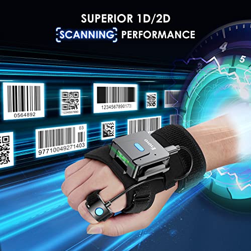 Eyoyo 2D Wearable Glove Bluetooth Barcode Scanner, Left & Right Hand Wearable, Portable 1D 2D QR Finger Ring Wireless Bar Code Scanner Reader Inventory Compatible with iPhone iPad Android Tablet