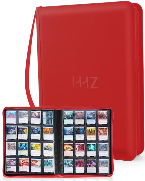 Photo 1 of 16-Pocket Card Binder - Card Binder Holds 832 Cards with Durable PU Leather & Side Loading for Baseball, Sport, MTG, TCG, PKM, Game Card, Regular Cards Binders Double Sided Pocket Collector Album(Red)