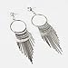 DDLBiz Women Fashion Bohemian Long Metal Tassel Crystal Dangle Earring Earrings Eardrop Hoops Jewelry (Silver)