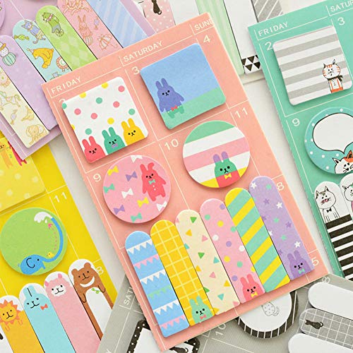 Sticky Notes 6 Set, Self-Stick Removable Sticky Page Markers Cute Cartoon Animal Note Pads Bookmark DIY Sticker Memo Pad Flag Markers for Office School (A) - Thumbnail 3