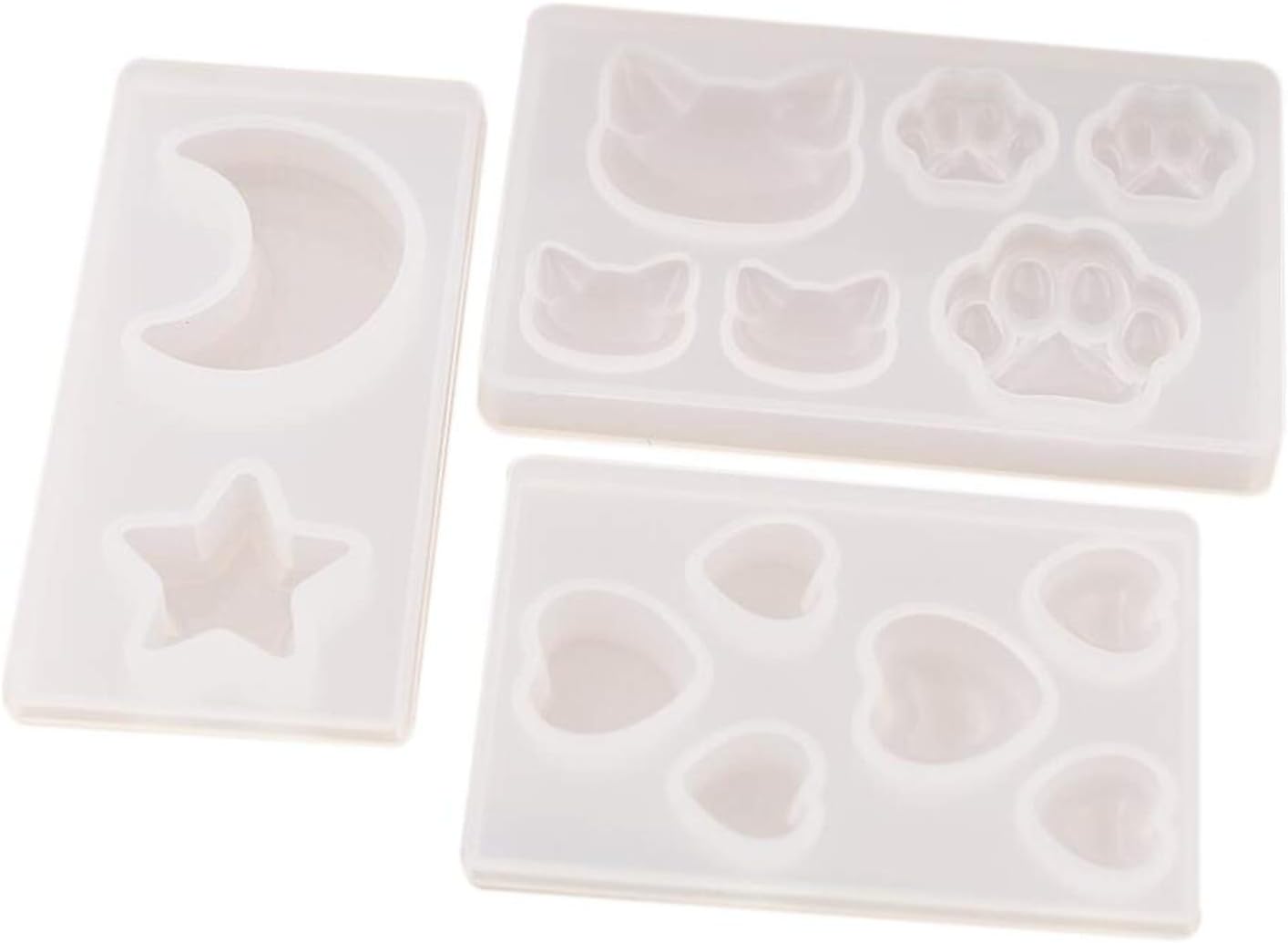 3pcs Cat Bear Paw Heart Moon Star Silicone Mold Resin Silicone Mould Handmade DIY Jewelry Making Epoxy Resin Molds