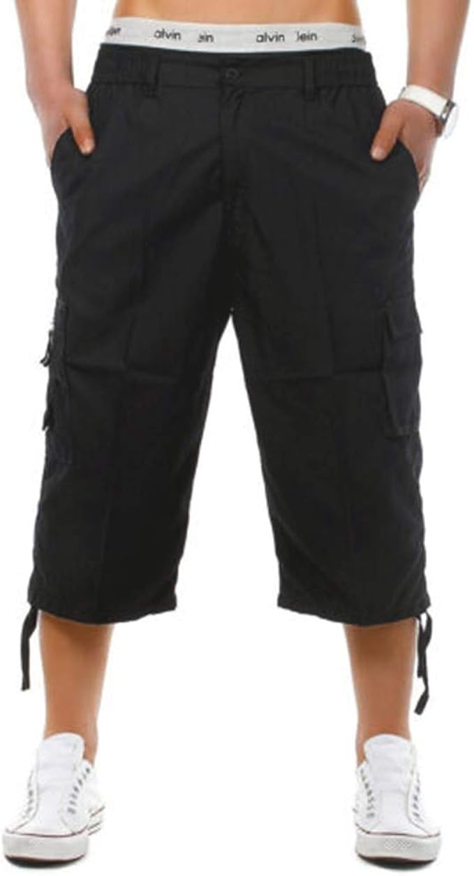 men's knee length shorts elasticated waist