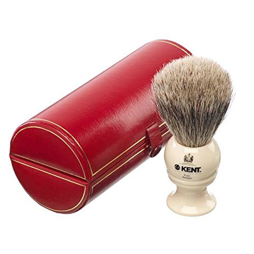 Kent BK2 Medium Pure Grey Badger Shaving Brush Ivory