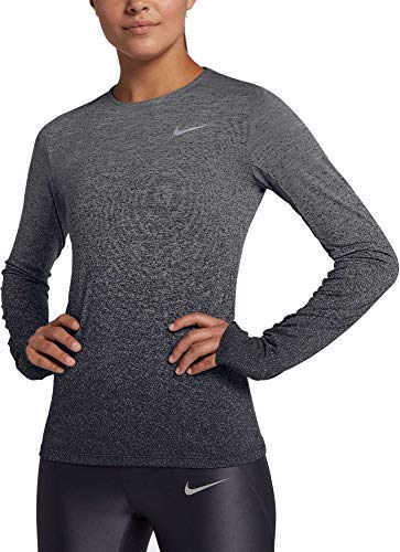 Nike Women's Medalist Long Sleeve Running Shirt, Gunsmoke/Black, Small
