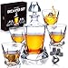 Whiskey Decanter Set for Men with 4 Glasses and 9 Cooling Whisky Stones, Bourbon, Rum, Scotch, Crystal Clear Decanter Sets - Whiskey Gifts for Men Dad Him