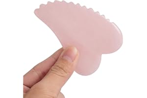 ERGONFLOW Rose Quartz Gua Sha Comb Massage Tool - Unique Comb Edge Gua Sha Board for SPA & Acupuncture Therapy (Heart Shape)