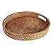 HandyMake Rattan Tray With Handles - Hand Woven Multipurpose Wicker Tray Made With Durable Rattan Fibre (Round 13.5 Inch Diameter, Natural)