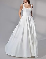 Bekvamlighet Square Neck Satin Wedding Gowns for