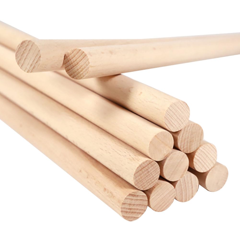 FSSTUD 10 Pcs Wooden Dowel Rods Natural Wood Sticks Wood Cake Dowels Hardwood Craft Sticks Tiered Cake Support Rod 8 mm