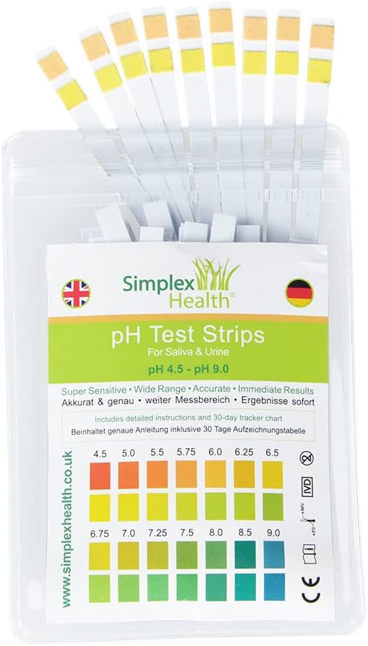 SimplexHealth pH Dual Test Strips Urine & Saliva 25 Strips Trial Pack