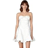 JUMISEE Women's Elegant Bow Strapless Homecoming Dress A Line Swing Tube Mini Dress Short Evening Party Prom Dress