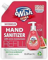 Wish Recambio Pack 33.8oz perfumado con hidratante adicional 1 litro de desinfectante de manos (sandía)