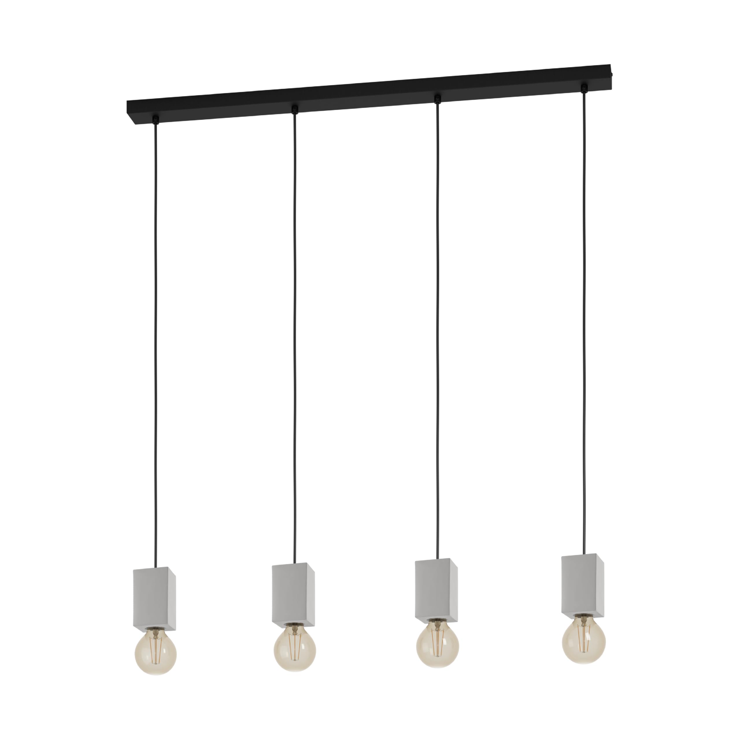 Eglo Pendant Lighting Prestwick 3, 4 Bulb Ceiling Light Fitting in Industrial Style Made of Grey Concrete and Black Metal, Hanging lamp for Dining and Living Room, E27 Socket