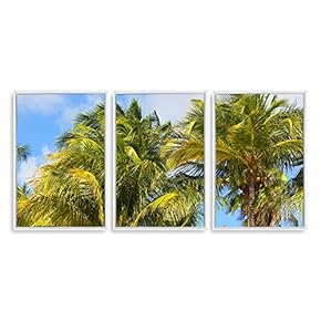 3 Piece Framed Canvas Wall Art for Living Room, Bedroom Vintage Tropical Palm Trees Canvas Prints for Modern Home Decoration Ready to Hang - 16"x24"x3 Panels