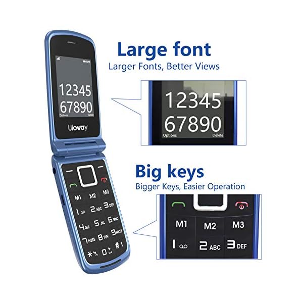 Uleway-Big-Button-Mobile-Phone-for-Elderly-Unlocked-Senior-Mobile-Phone-Easy-to-Use-Pay-as-You-Go-Flip-Phone-with-SOS-Emergency-Button-Loud-Speaker-24-177-Dual-Screen Uleway Unlocked Flip Phone Sim Free, Big Button Mobile Phone for Elderly Easy to Use Pay as You Go Basic Mobile Phone…