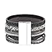 Jenia Women's Leather Cuff Bracelets Boho Bracelet Rope Wrap Bangle Wristband Rhinestone Handmade Jewelry for Kids Ladies Teens Girls Anniversary Gift - Grey