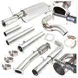 AJP Distributors Turbo Cat Back Stainless Steel Exhaust System Set With 3" Piping And 2.5" Tip For Mk4 Mkiv Vw Golf Gti Jetta Gli 1.8T 1999 2000 2001 2002 2003 2004 2005 MK4
