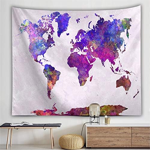 POTENCO Blankets, World Map Picnic Mat Medieval Educational Tapestry Wall Hanging Beach Towel (C, 150150cm)
