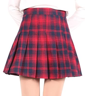 chouyatou Women's High Waist Plaid Flannel Flared Skater Skirt with Zipper Closure