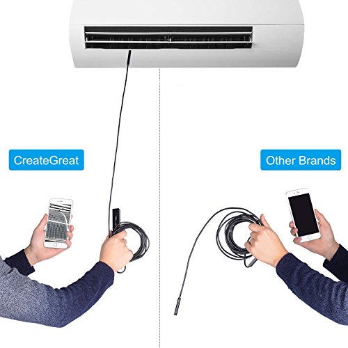 Wireless Endoscope,CreateGreat WiFi Borescope Inspection Camera 2.0 Megapixels 1200P HD Snake Camera with 8pcs Adjustable LED Inspection for Android and IOS Smartphone,Iphone,Samsung,Macbook(15FT)