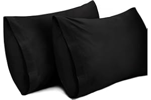 Lirex 2 Pack Pillow Cases, 100% Cotton Breathable Pillowcases Pillow Covers, 20 x 30 inch (50 x 75 cm) Queen Size (Black, Que