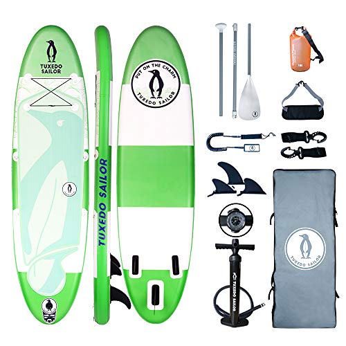 Inflatable 10'×32"×6" SUP with Carry Stripe System Everything Included with Stand Up Paddle Board, Adj Paddle,Big YOGA Non- slip Comfortable EVA Deckpad ,Pump, ISUP Backpack, Leash,Waterproof Bag - Thumbnail 7