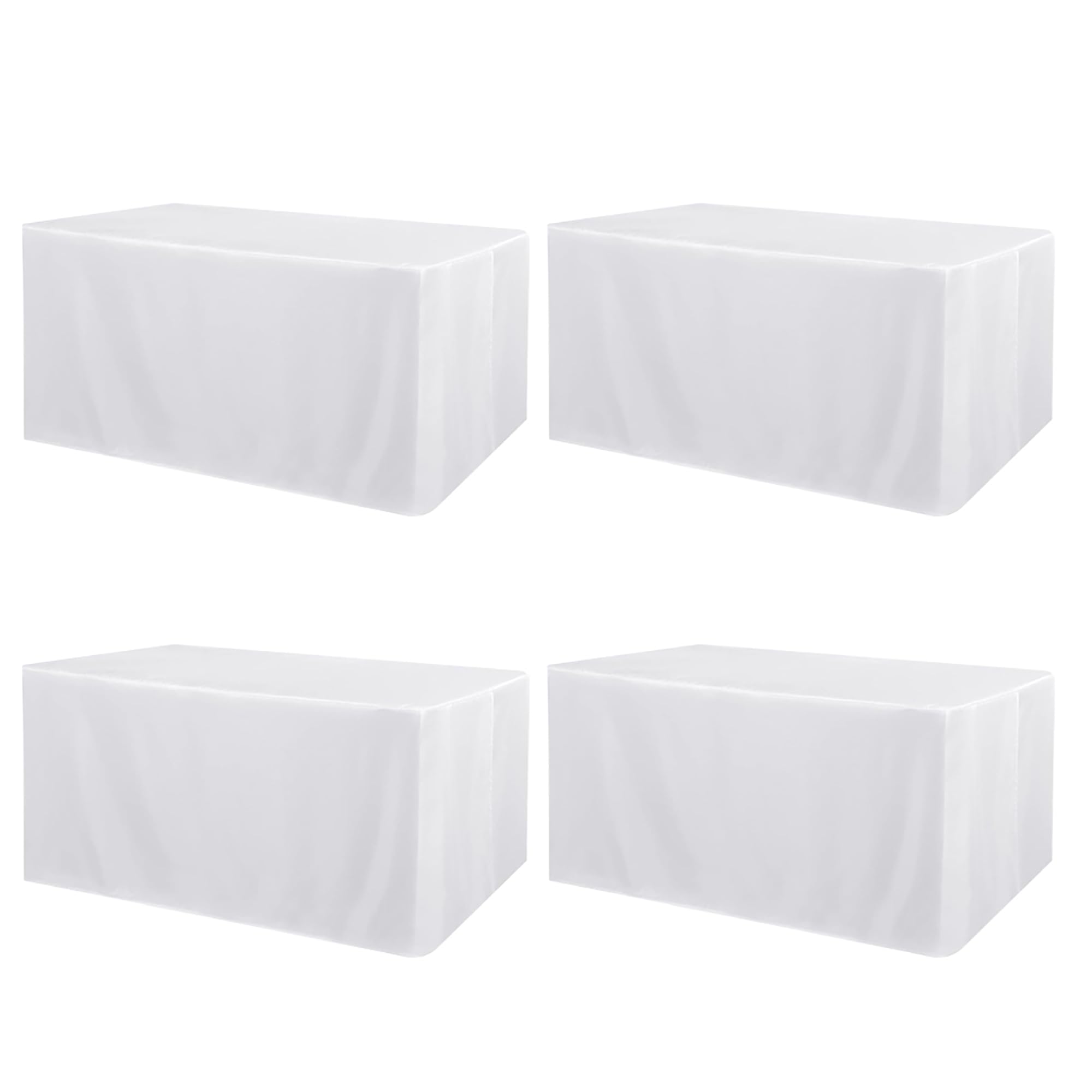 Photo 1 of ManMengJi 4 Pack White Tablecloth Fitted Table Clothes for 6 Foot Rectangle Tables - Water Resistant Washable Rectangle Table Covers for Wedding, Banquet and Trade Shows, 72L x 30W x 30H Inches