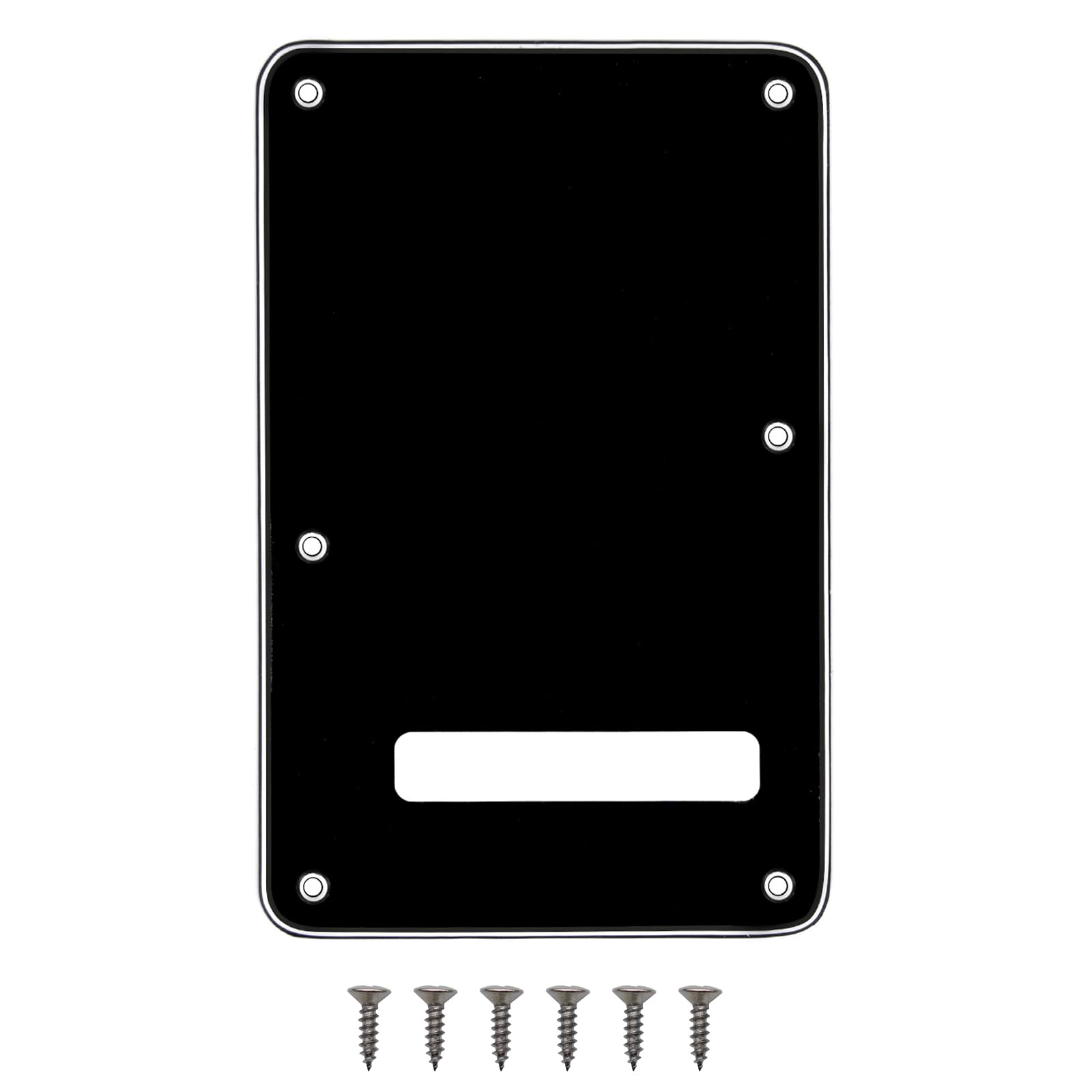 Photo 1 of 6 Hole Strat Guitar Back Plate Tremolo Cover Backplate for Fender USA/Mexican Standard Stratocaster (Black)